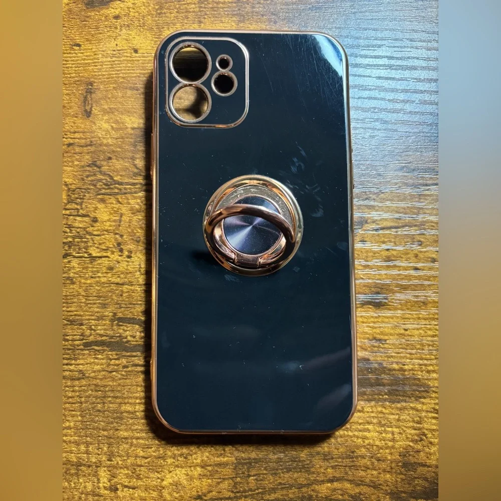 Black iPhone 12 Case with Ring Holder